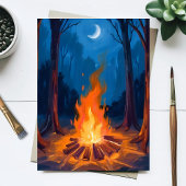 Campfire Moon | Nature Watercolor Painting ポストカード