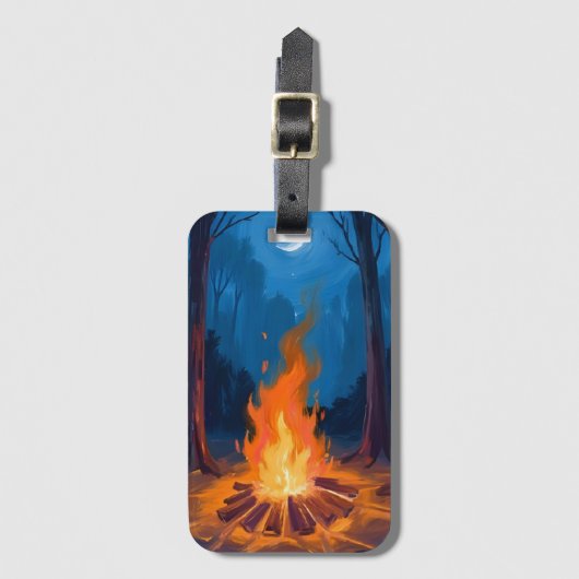 Campfire Moon | Nature Watercolor Painting ラゲッジタグ (正面縦)