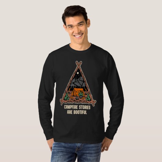 Campfire Stories Are Bootiful Camping Positive Quo Tシャツ (正面フル)