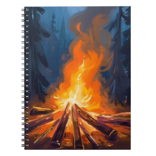 Campfire Watercolor Forest Painting ノートブック (正面)