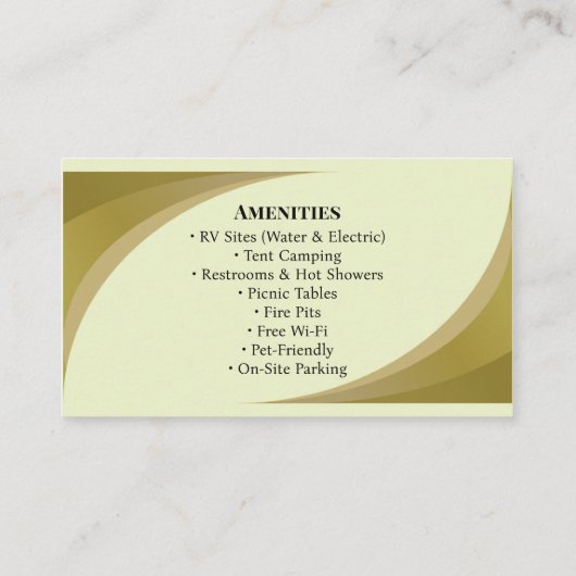 Campground RV Park Rustic Outdoor Business Design 名刺 (裏面)