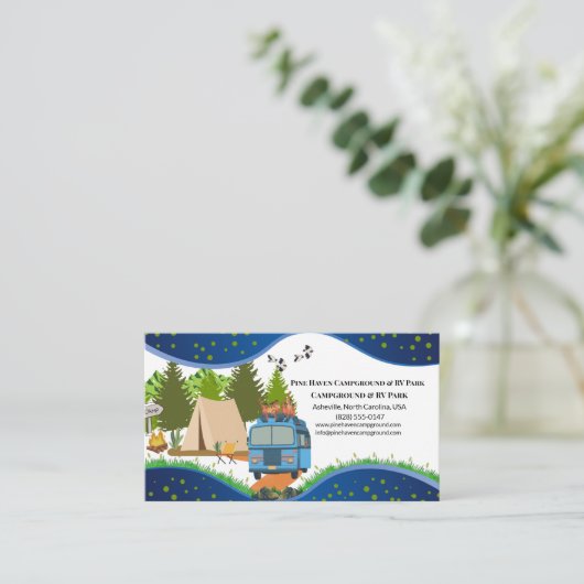 Campground RV Park Rustic Outdoor Nature Design 名刺 (スタンド正面)