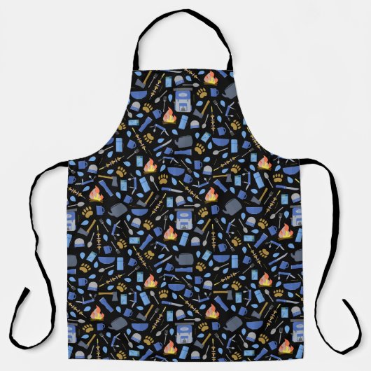 Camping Adventure Campfire Fun Bear Tracks エプロン (正面)