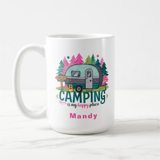 Camping Adventure Gift Mug with Name コーヒーマグカップ (左)