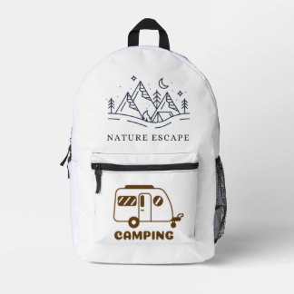 Camping Adventure Tent Illustration – Outdoor Natu プリントバックパック