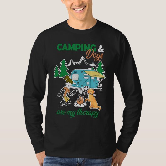 Camping And Dogs Are My Therapy Tシャツ (正面)