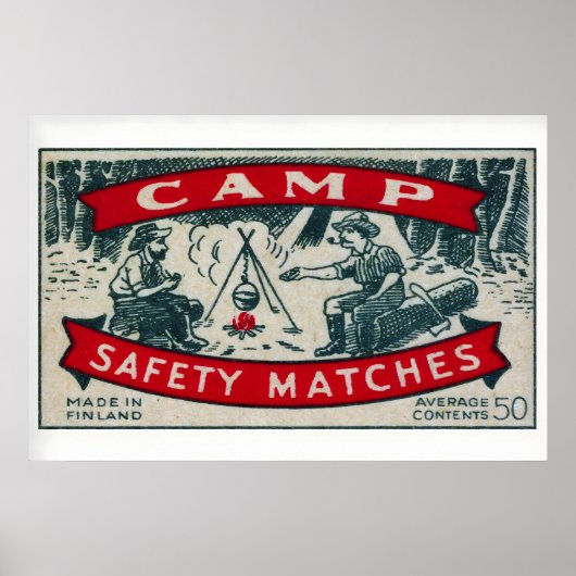 Camping around Fire - Matchbox Print - Aesthetic ポスター (正面)