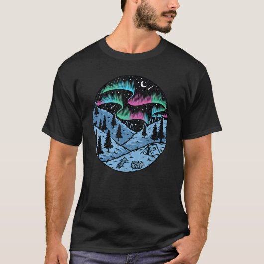camping aurora for northern & southern lights Cam Tシャツ (正面)