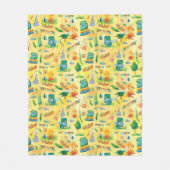 Camping Backpack Sleeping Bag Bushcraft Pattern フリースブランケット (正面)