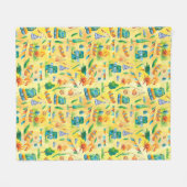 Camping Backpack Sleeping Bag Bushcraft Pattern フリースブランケット (正面(横))