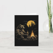 Camping Bear Drinking Beer Hiking Nature Funny Gri カード (正面)