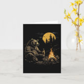 Camping Bear Drinking Beer Hiking Nature Funny Gri カード (黄色い花)