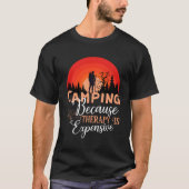 Camping Because Therapy Is Expensive Retro Sunset  Tシャツ (正面)