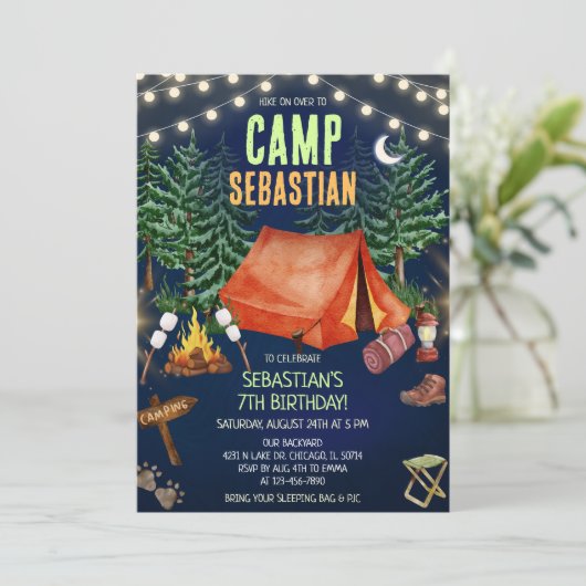 Camping Birthday Party  招待状 (スタンド正面)