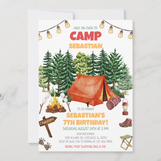 Camping Birthday Party  招待状 (正面)