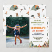 Camping Birthday Party modern kids  Invitation 招待状 (正面/裏面)