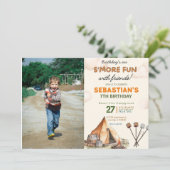 Camping Birthday Party modern kids Photo 招待状 (スタンド正面)