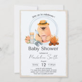 Camping Bonfire Bear Baby Shower Invitation 招待状 (正面)
