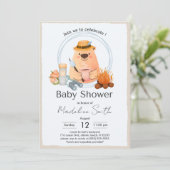 Camping Bonfire Bear Baby Shower Invitation 招待状 (スタンド正面)