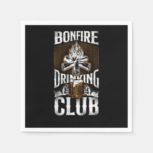 Camping Bonfire Drinking Club Campfire Drunk Alcoh スタンダードカクテルナプキン (正面)