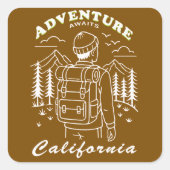 camping - California スクエアシール (正面)