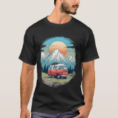 Camping camper mountains nature sunrise gift gift tシャツ (正面)