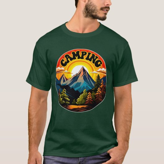 Camping Camping Design Camp Camping Design Vin ret Tシャツ (正面)