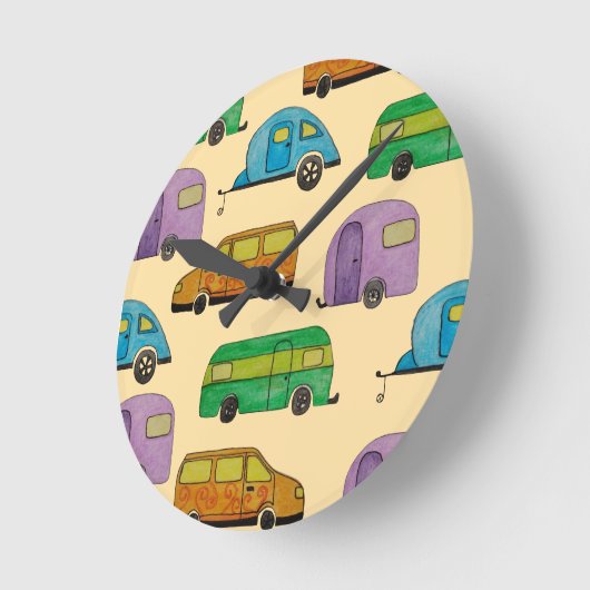 Camping caravans ラウンド壁時計 (傾斜)