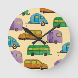 Camping caravans ラウンド壁時計