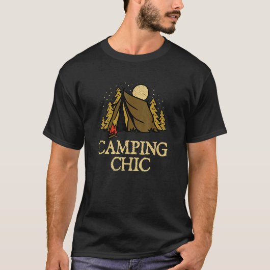 Camping Chic Summer Camper Tropical Camp Couples Tシャツ (正面)