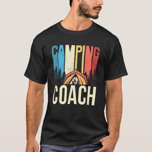 Camping Coach Camper Campsite Camp Campfire Tシャツ (正面)