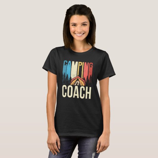 Camping Coach Camper Campsite Camp Campfire Tシャツ (正面フル)