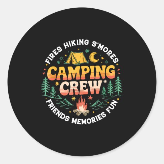 Camping Crew Family Matching Group Friends Men Wom ラウンドシール (正面)