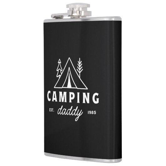 Camping dad funny father camper forest retro black フラスク (左)