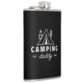 Camping dad funny father camper forest retro black フラスク (右)