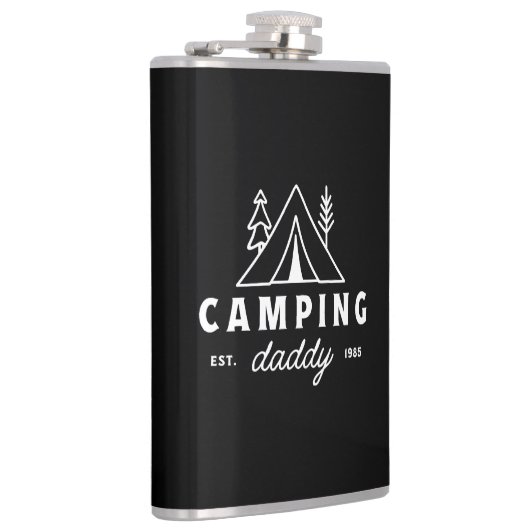 Camping dad funny father camper forest retro black フラスク (右)