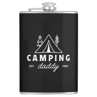 Camping dad funny father camper forest retro black フラスク