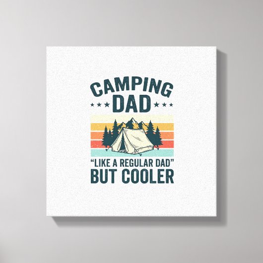 Camping Dad Vintage Retro Outdoor Vector Shirt Des キャンバスプリント (正面)