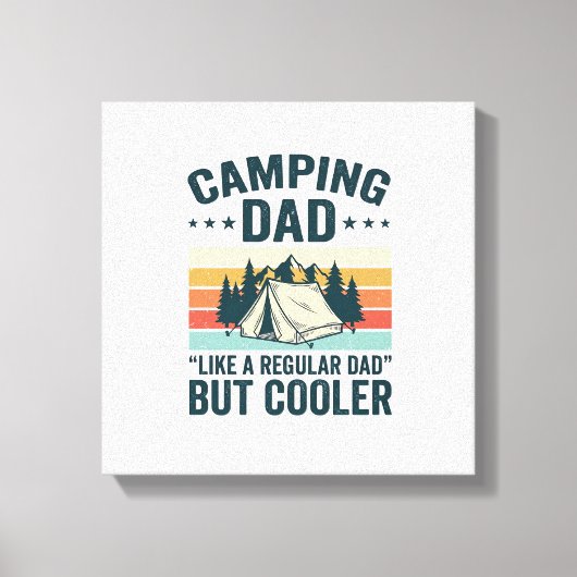 Camping Dad Vintage Retro Outdoor Vector Shirt Des キャンバスプリント (正面)