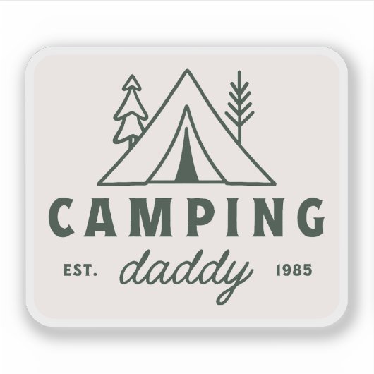 Camping daddy dad camper father green シール (正面)