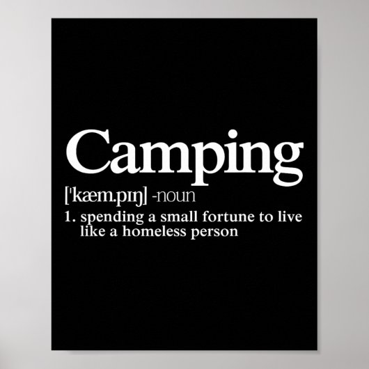 Camping Definition - Funny Camper Saying  ポスター (正面)