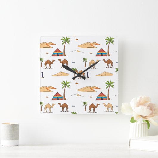 Camping du désert du Sahara marocain スクエア壁時計 (ホーム)