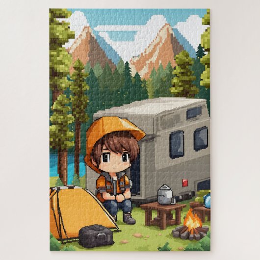 Camping en pixel art ジグソーパズル (縦)