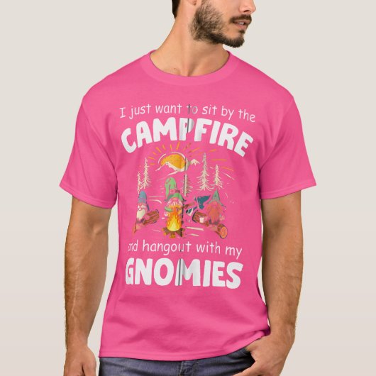 Camping Funny Gnome Hangout With My Gnomies Campfi Tシャツ (正面)