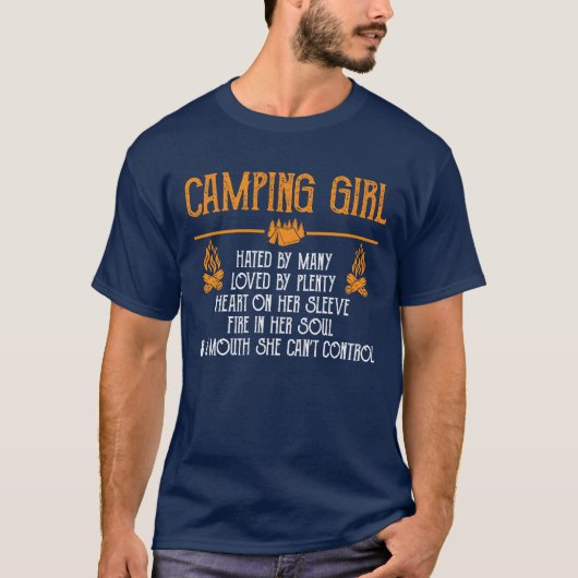 Camping Girl Hated By Many Loved By Plenty Heart f Tシャツ (正面)