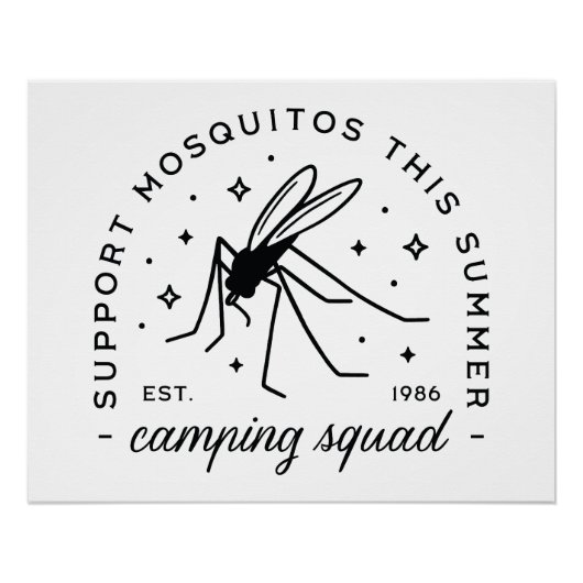 Camping group mosquito funny summer camp trip ポスター (正面)