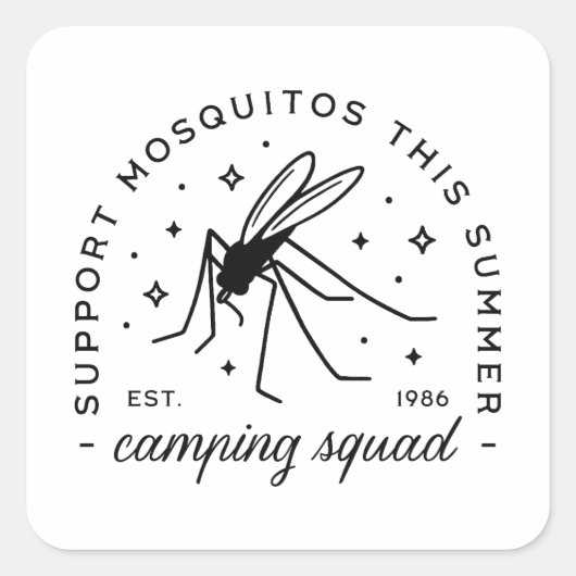 Camping group trip funny mosquito summer camp crew スクエアシール (正面)