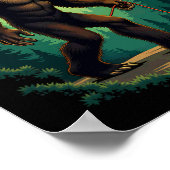 Camping Hiking Bigfoot Walking With Boston Terrier ポスター (角)