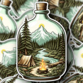 Camping In A Bottle Sticker | Die-Cut Sticker シール