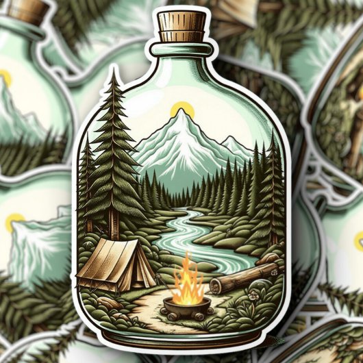 Camping In A Bottle Sticker | Die-Cut Sticker シール